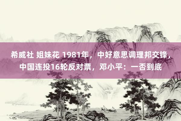 希威社 姐妹花 1981年，中好意思调理邦交锋，中国连投16轮反对票，邓小平：一否到底