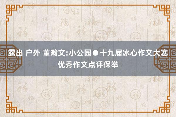 露出 户外 董瀚文:小公园●十九届冰心作文大赛优秀作文点评保举