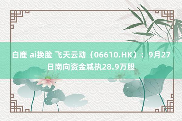 白鹿 ai换脸 飞天云动（06610.HK）：9月27日南向资金减执28.9万股