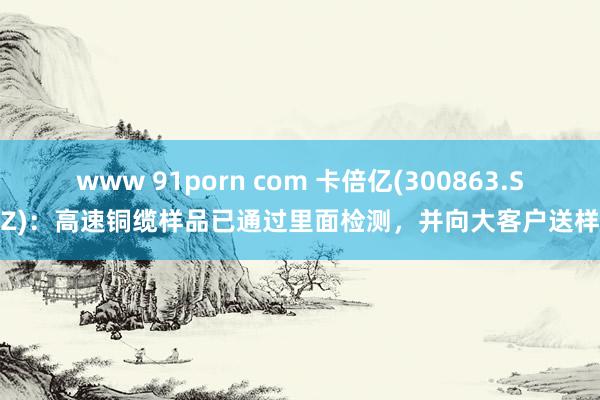 www 91porn com 卡倍亿(300863.SZ)：高速铜缆样品已通过里面检测，并向大客户送样