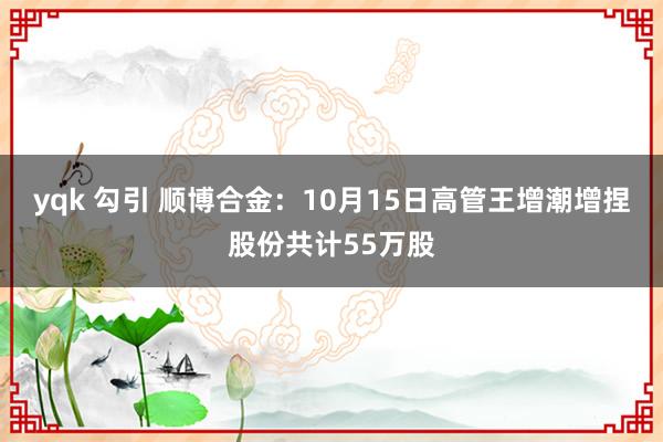 yqk 勾引 顺博合金：10月15日高管王增潮增捏股份共计55万股