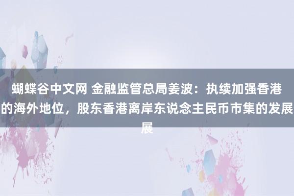 蝴蝶谷中文网 金融监管总局姜波：执续加强香港的海外地位，股东香港离岸东说念主民币市集的发展