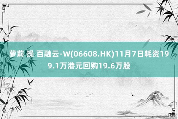 萝莉 操 百融云-W(06608.HK)11月7日耗资199.1万港元回购19.6万股