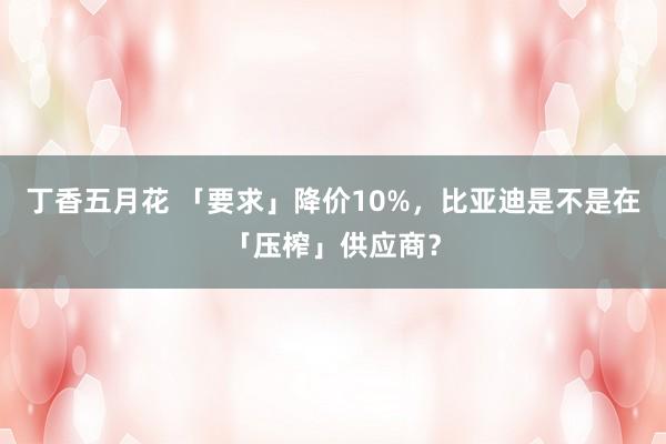 丁香五月花 「要求」降价10%，比亚迪是不是在「压榨」供应商？