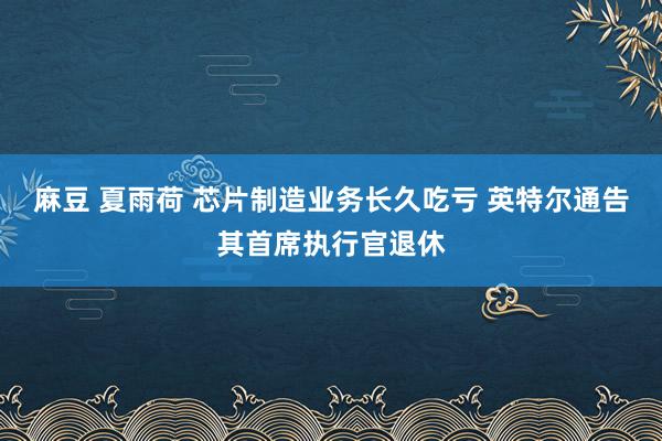 麻豆 夏雨荷 芯片制造业务长久吃亏 英特尔通告其首席执行官退休