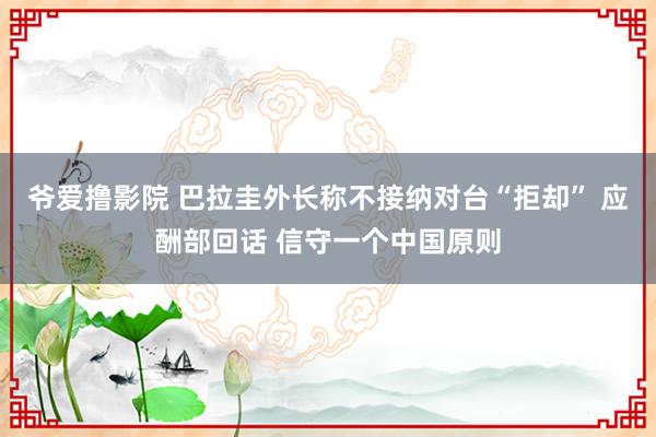 爷爱撸影院 巴拉圭外长称不接纳对台“拒却” 应酬部回话 信守一个中国原则