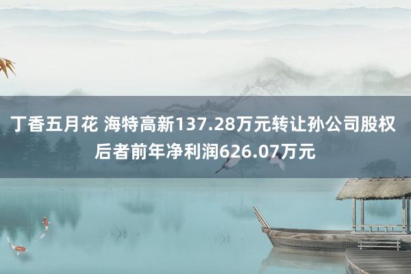 丁香五月花 海特高新137.28万元转让孙公司股权 后者前年净利润626.07万元