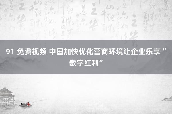 91 免费视频 中国加快优化营商环境让企业乐享“数字红利”