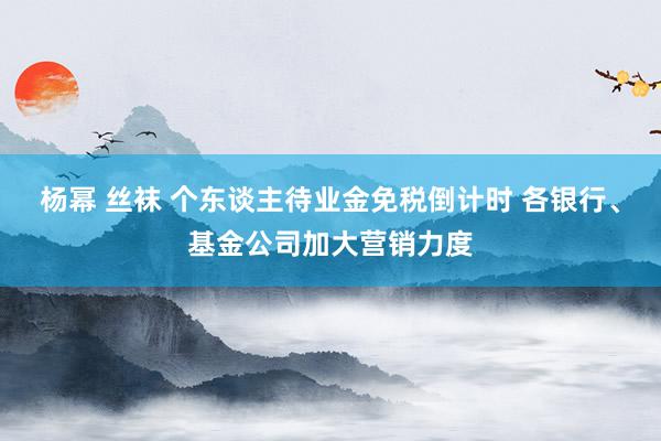 杨幂 丝袜 个东谈主待业金免税倒计时 各银行、基金公司加大营销力度