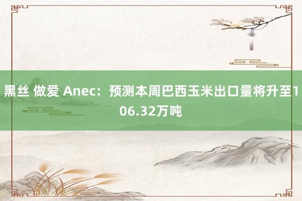 黑丝 做爱 Anec：预测本周巴西玉米出口量将升至106.32万吨